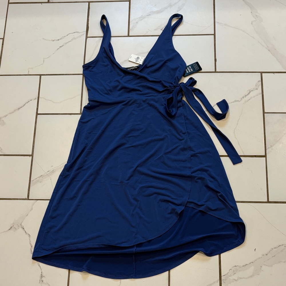 Beautiful Express Royal Blue Sleeveless Wrap Cocktail Dress - NWT, size small